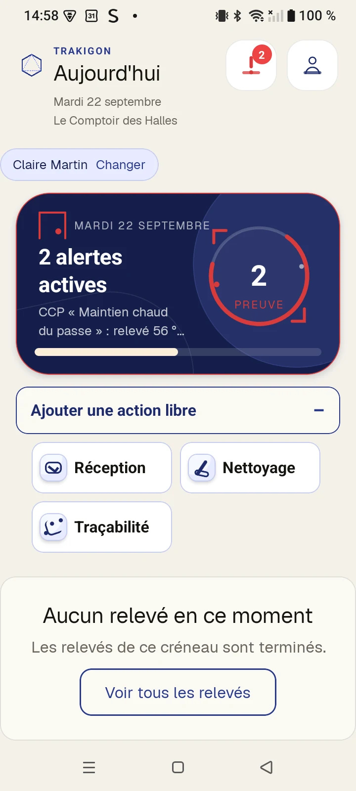 Réception enregistrée et retrouvée dans Trakigon.